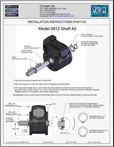 ACC - 07401122型号0912轴工具/ 5/8-INCH单轴安装说明5 l / H型齿轮电动机