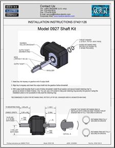 ACC - 07401126型号0927轴工具/ 3/4英寸双轴安装说明GB / H型齿轮电动机