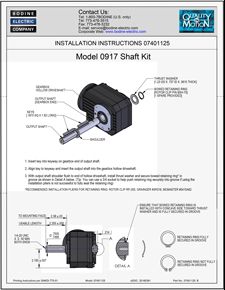 ACC - 07401125型号0917轴工具/ 3/4英寸单轴安装说明GB / H型齿轮电动机