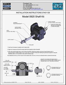 ACC - 07401128型号0920轴工具/切成1/2英寸双轴安装说明3 f / H型齿轮电动机