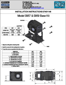 ACC - 0957型号07401148和0959基地山准双曲面齿轮电动机设备安装说明