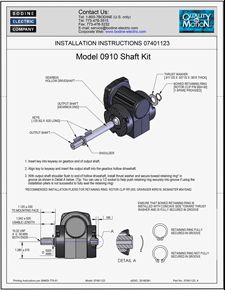ACC - 07401123型号0910轴工具/切成1/2英寸单轴安装说明3 f / H型齿轮电动机